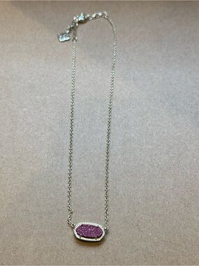 Kendra Scott Gold Necklace with Pink Druzy Pendant